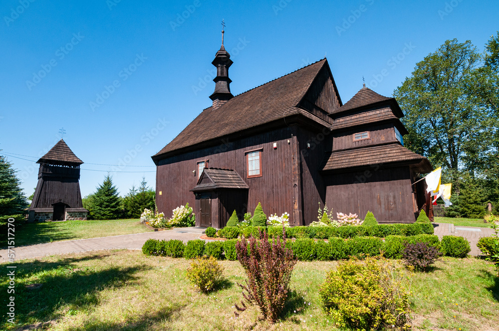 Obraz premium Wooden Church of St. Mary Magdalene in Łęgonice Małe, Masovian Voivodeship, Poland