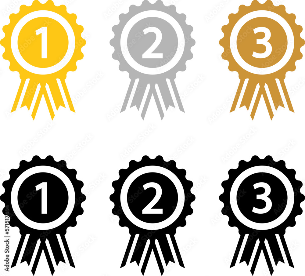 Ranking medal icon illustration set. Quality top, ranking first place best vector icon