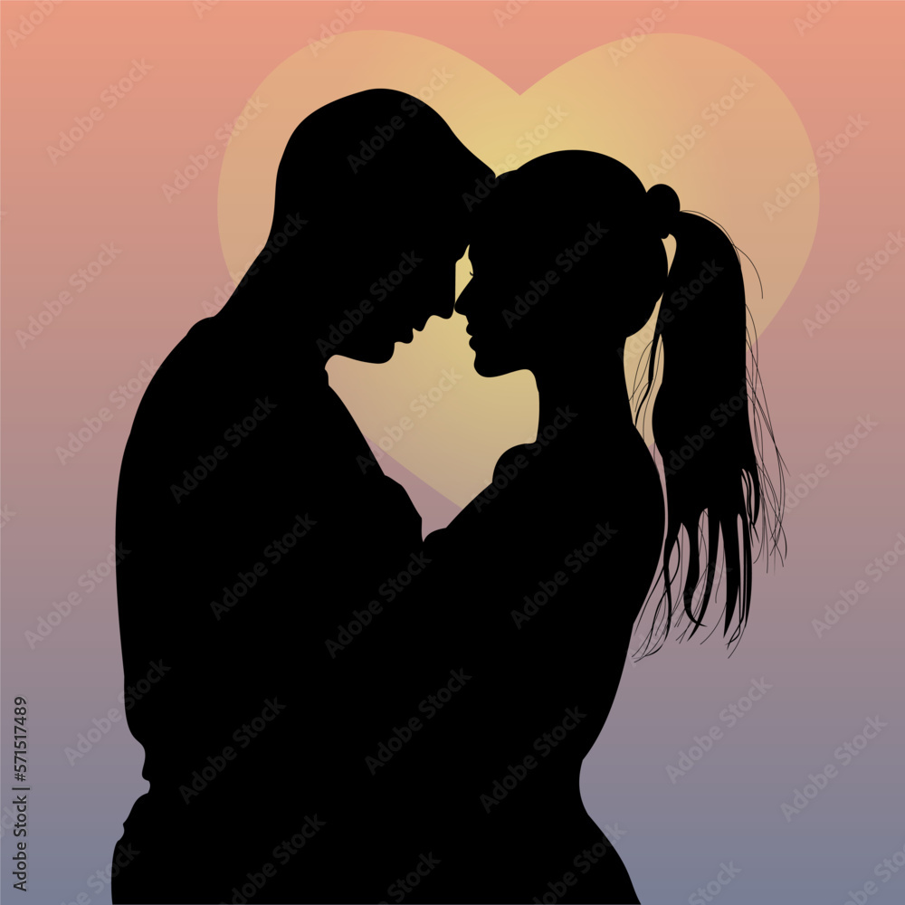 vector silhouette of people, couple in love Stock Vector | Adobe Stock