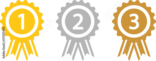 Ranking medal icon illustration set. Quality top, ranking first place best vector icon