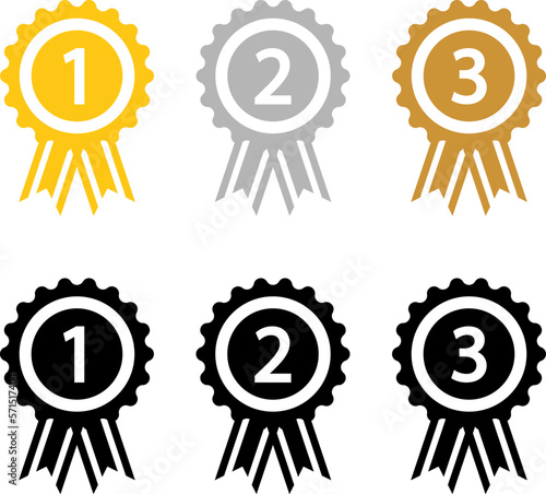 Ranking medal icon illustration set. Quality top, ranking first place best vector icon