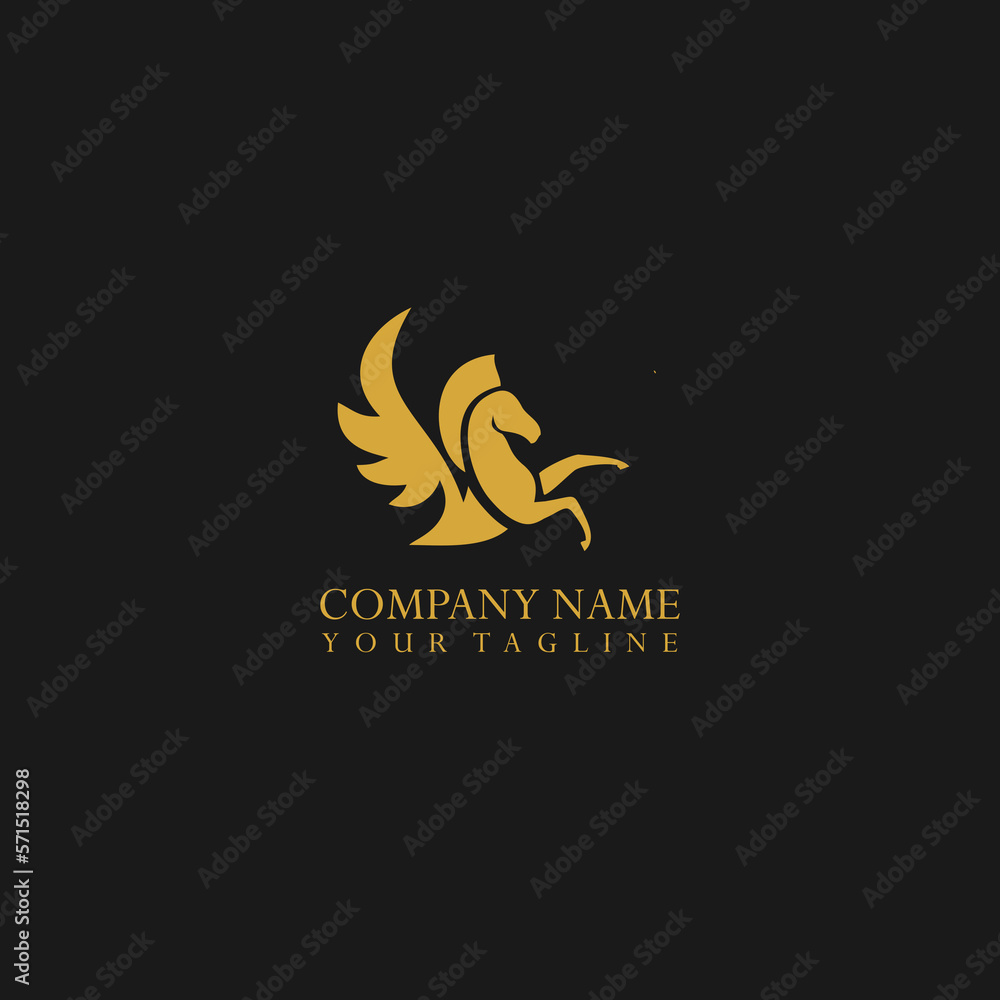 Horse with wings vector. Pegasus logo template.