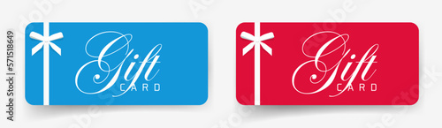 VIP premium gift card coupon template icon design vector red blue with white bow ribbon, giftcard discount bonus voucher certificate modern graphics illustration image