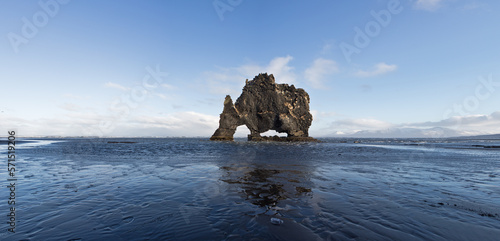 Hvítserkur, Elephant Rock on Lava Beach, Natural Basalt Rock Formation, Northwest Region, Iceland