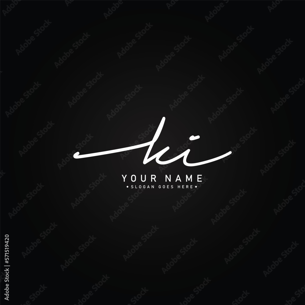 Vetor de Handwritten Signature logo for Initial Letter KI - Vector Logo ...