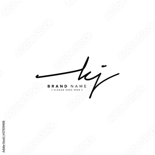 Initial Letter KJ Vector Logo Template in handwritten Signature Style