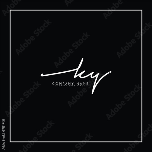 Handwritten Signature logo for Initial Letter KY - Vector Logo Template for Alphabet K and Y
