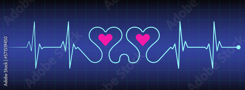 Healthy heart concept, ekg line vector on blue medical background. Healthcare symbol to use in health industry, cardiology, medical science, hospital, healthcare projects.
