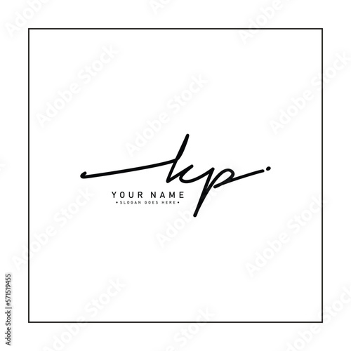 Initial Letter KP Vector Logo Template in handwritten Signature Style