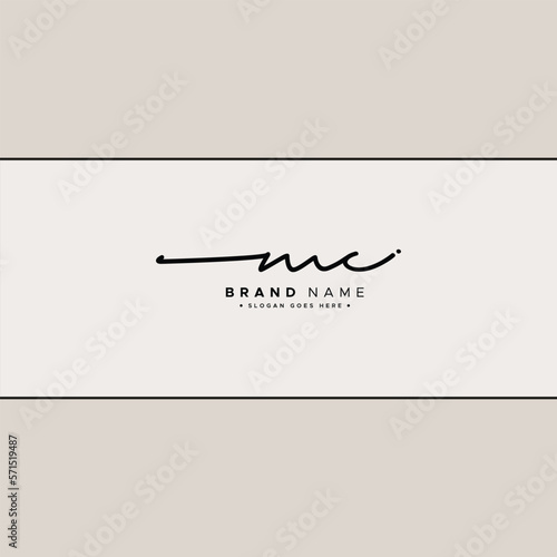 MC Initial Letter Signature Logo Template - Handwritten Vector Logo Template
