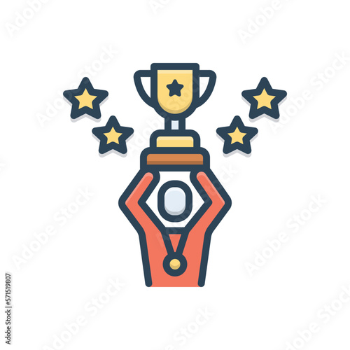 Color illustration icon for winning 