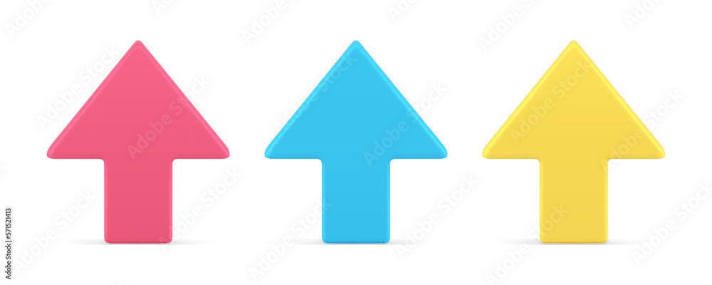 Arrow up cursor interface click web pointer upward direction geometric symbol 3d icon set vector Arrow up cursor interface click web pointer upward direction geometric symbol 3d icon set vector