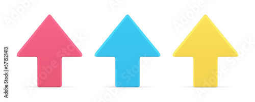 Arrow up cursor interface click web pointer upward direction geometric symbol 3d icon set vector