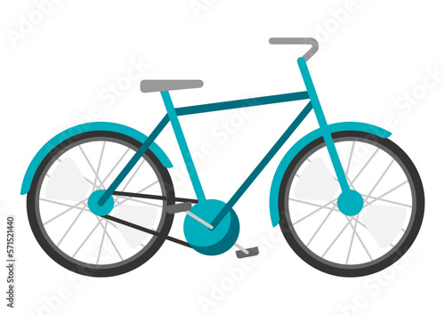 Illustration of riding blue bike. Bicycle for sport and fitness.