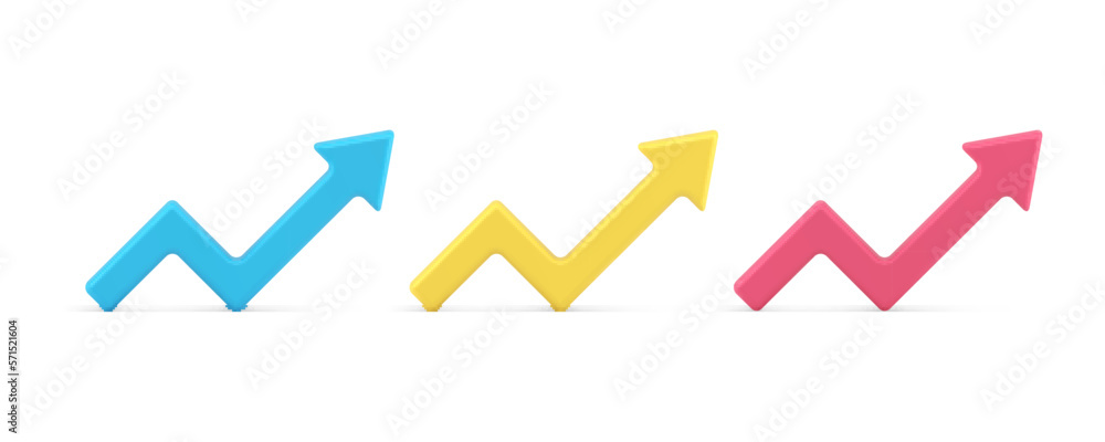 Arrow up angular diagram analyzing element marketing information index 3d icon set realistic vector Arrow up angular diagram analyzing element marketing information index 3d icon set realistic vector
