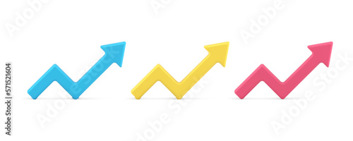 Arrow up angular diagram analyzing element marketing information index 3d icon set realistic vector