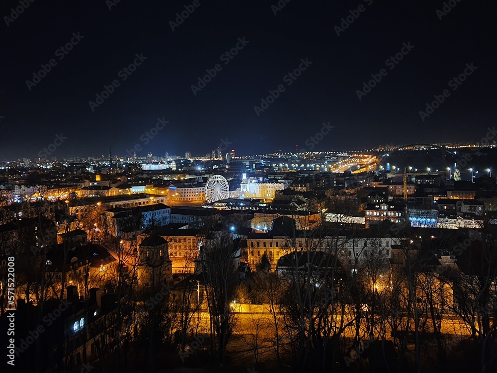 Kyiv, Ukraine at night light