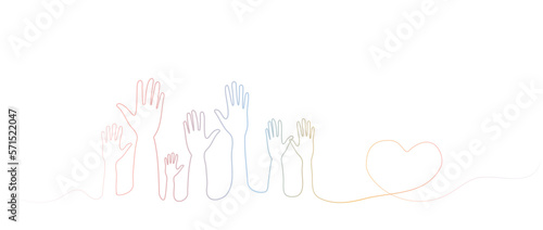 The concept of volunteering, the concept of elections, help. Line art style, one line
