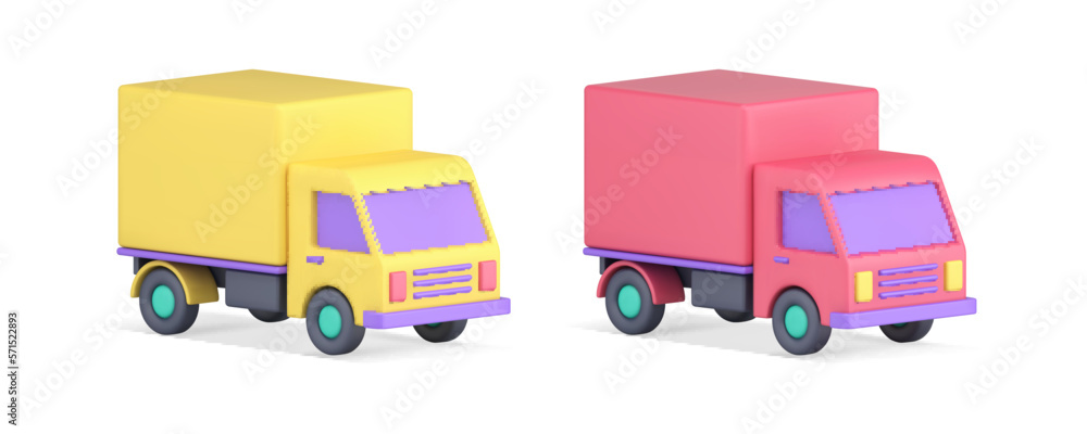 Logistic cargo automobile import export transportation courier delivery service 3d icon set vector Logistic cargo automobile import export transportation courier delivery service 3d icon set vector
