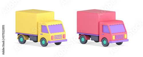 Logistic cargo automobile import export transportation courier delivery service 3d icon set vector