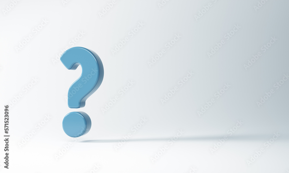 Question mark on white background copy space. 3d rendering. Question mark on white background copy space. 3d rendering.