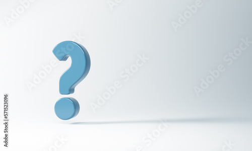 Question mark on white background copy space. 3d rendering.