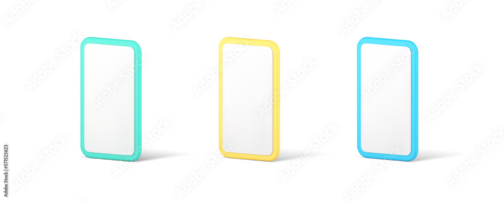 Smartphone empty screen template media content user interface blank 3d icon set realistic vector Smartphone empty screen template media content user interface blank 3d icon set realistic vector