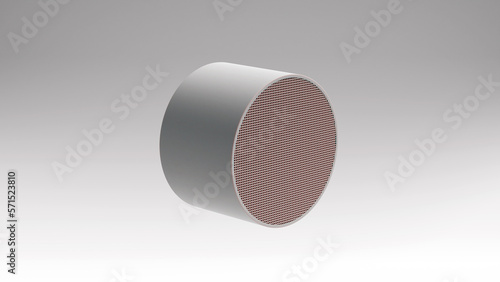 3d render of a car exhaust catalytic converter. photo