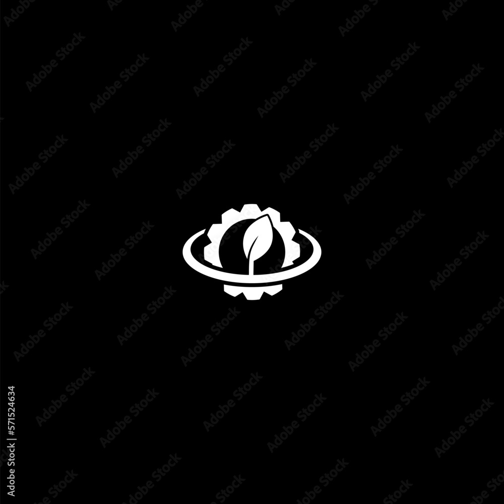 Nature Gear Icon Logo dark icon isolated on dark background Nature Gear Icon Logo dark icon isolated on dark background