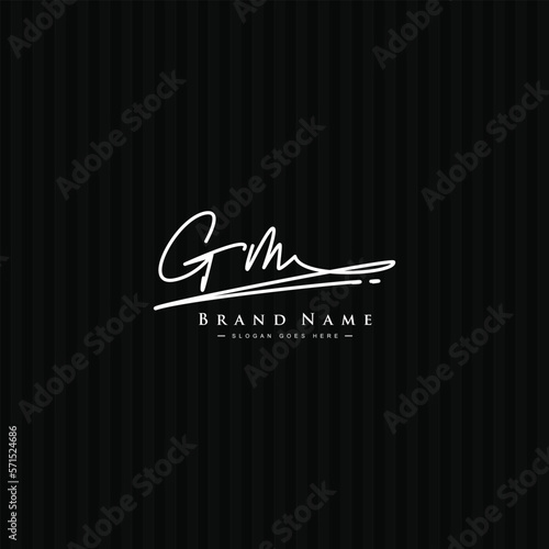 Handwritten Signature logo for Initial Letter GM - Vector Logo Template for Alphabet G and M