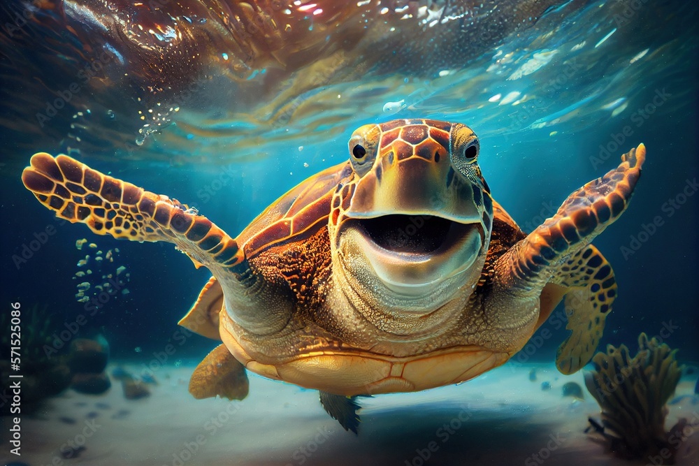 smiling sea turtle