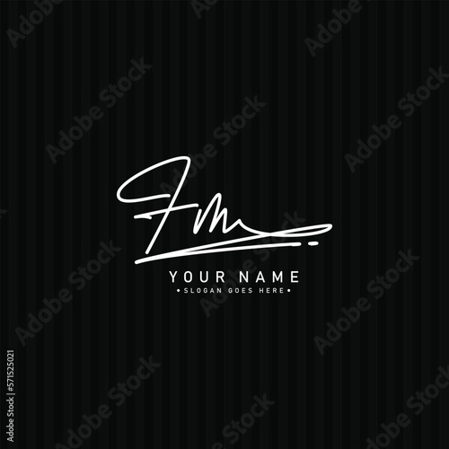 FM Signature Logo - Handwritten Vector Logo Template for FM Alphabet