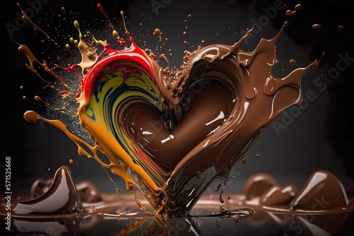 heart shaped chocolate splashes