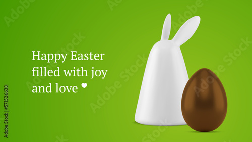 Easter greeting banner design template bunny bauble chocolate egg
