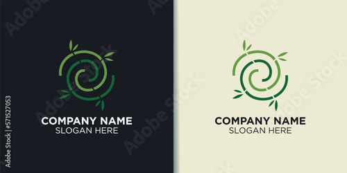 bamboo circle logo vector, nature logo inspiration