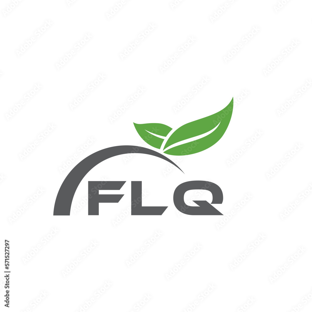 Fototapeta premium FLQ letter nature logo design on white background. FLQ creative initials letter leaf logo concept. FLQ letter design. 