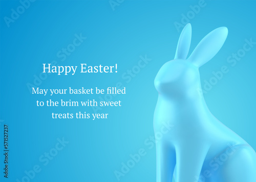 Happy Easter blue bunny bauble 3d greeting card design template congratulations realistic vector