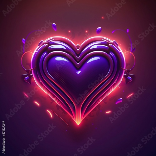  Heart shape purple neon background