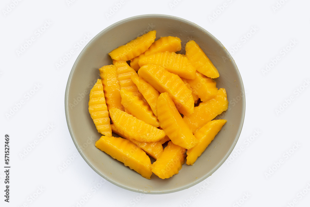 Sweet yellow mango fruit slices Sweet yellow mango fruit slices
