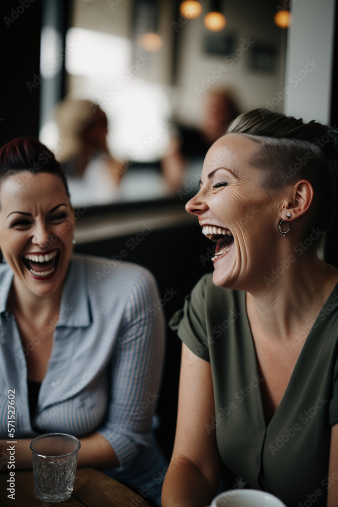 Women enjoying and laughing at a bar. Friendship. ia generate Women enjoying and laughing at a bar. Friendship. ia generate