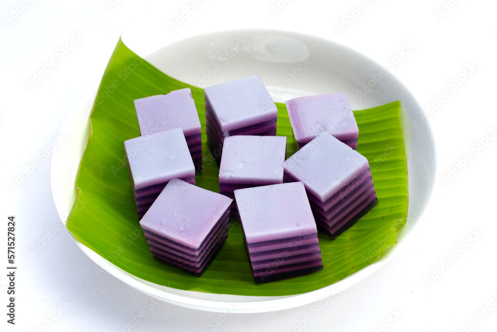 Butterfly pea and coconut milk jelly