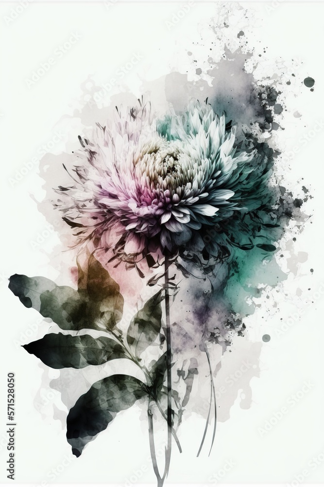 Watercolor flower isolated on white background. Generative AI illustration.