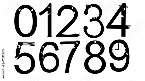 Basic numbers cartoon characters set ,  math for kids, each number has its own character, help kids memorize and understand numbers and love math