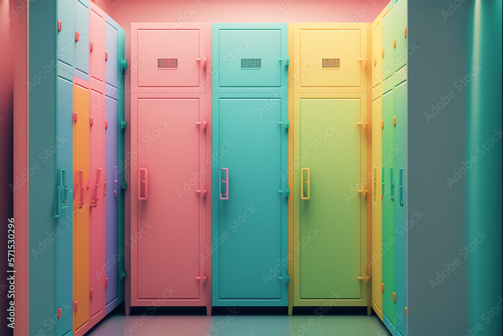 Naklejka premium Colorful School and gym Lockers, colors background