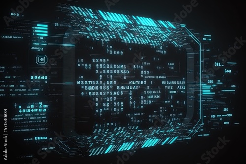Abstract cyberspace Code digital technology background. Stream big data. Generative AI