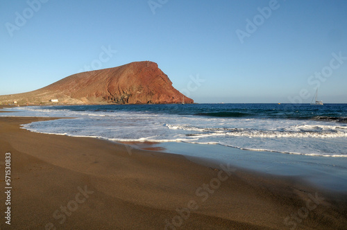 Playa de Montaña Roja en El Medano, en la costa sur de la isla de Tenerife, Camarias photo