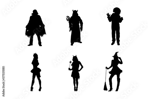 Set of silhouettes of halloween costume vector design
