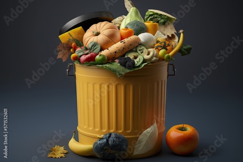 Wallpaper Mural Fresh Food in a Trash Can to Show Waste. Generative AI Torontodigital.ca