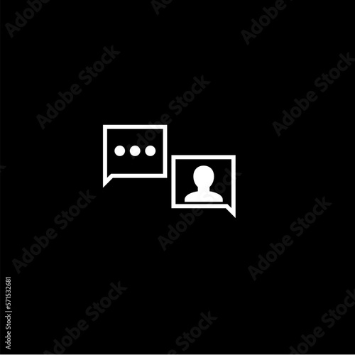 Discussion in pairs glyph icon isolated on dark background