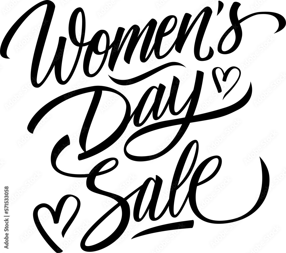 Obraz premium Women's Day Sale. Hand drawn lettering. Creative calligraphy for business, holiday shopping, sale promotion and advertising. PNG file.